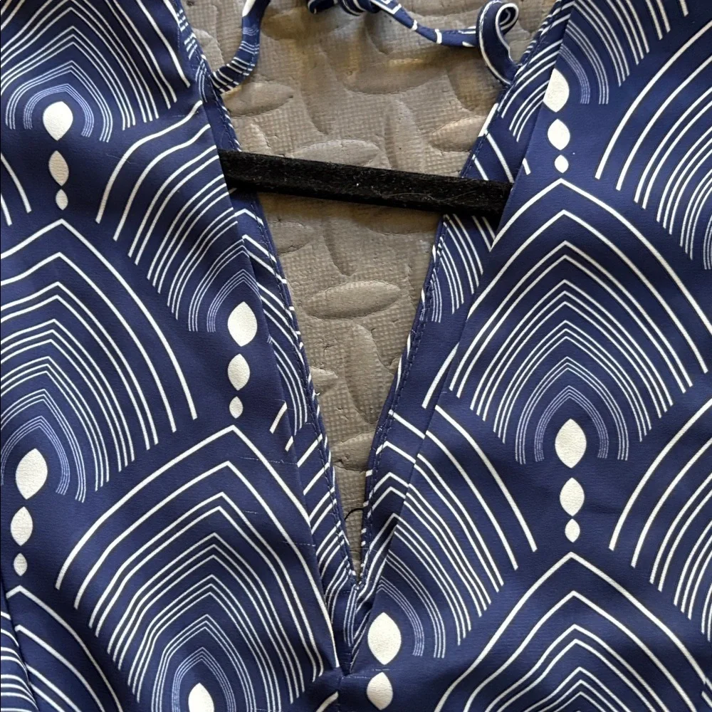 Navy Blue Patterned Dress - Picture 5 of 5